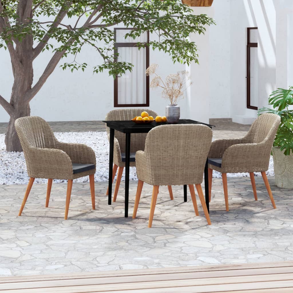 Set da Pranzo da Giardino 5 pz con Cuscini Marrone | homemem39