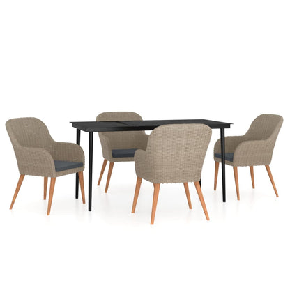 Set da Pranzo da Giardino 5 pz con Cuscini Marrone | homemem39