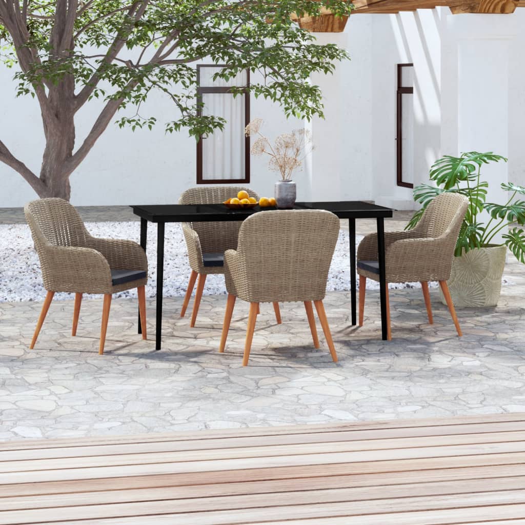 Set da Pranzo da Giardino 5 pz con Cuscini Marrone - homemem39