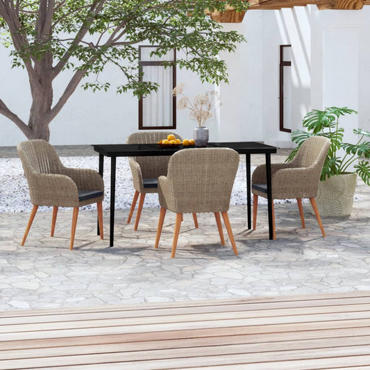 Set da Pranzo da Giardino 5 pz con Cuscini Marrone - homemem39