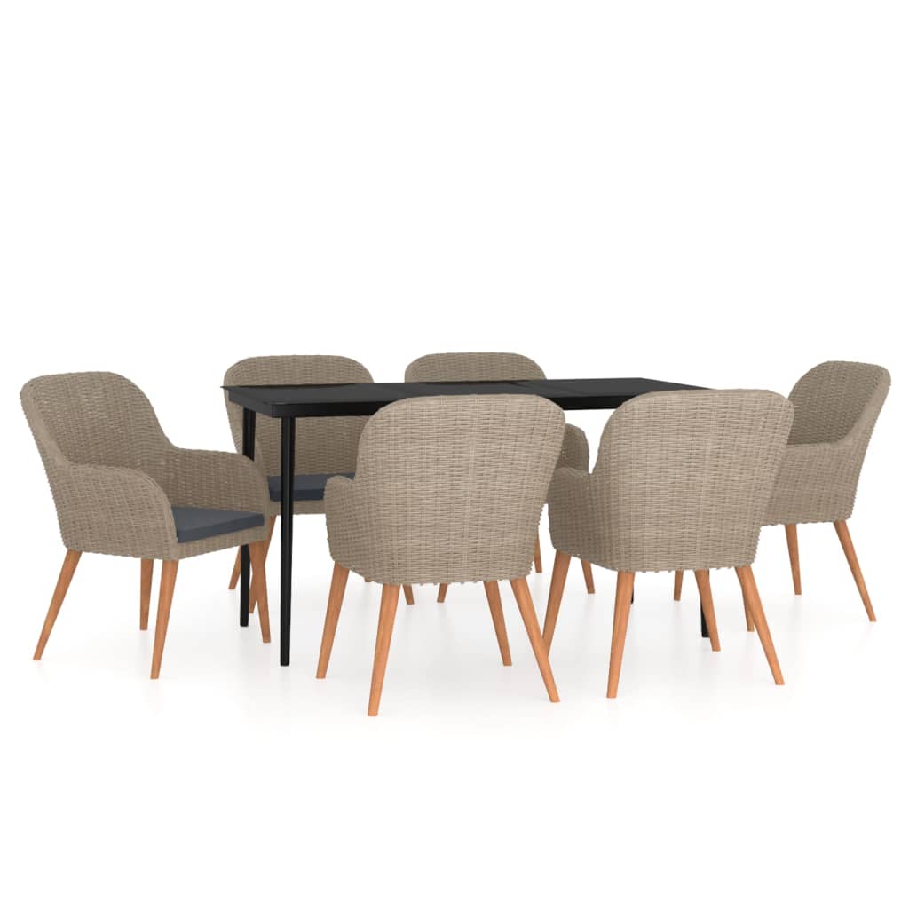 Set da Pranzo da Giardino 7 pz con Cuscini Marrone | homemem39
