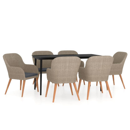 Set da Pranzo da Giardino 7 pz con Cuscini Marrone | homemem39