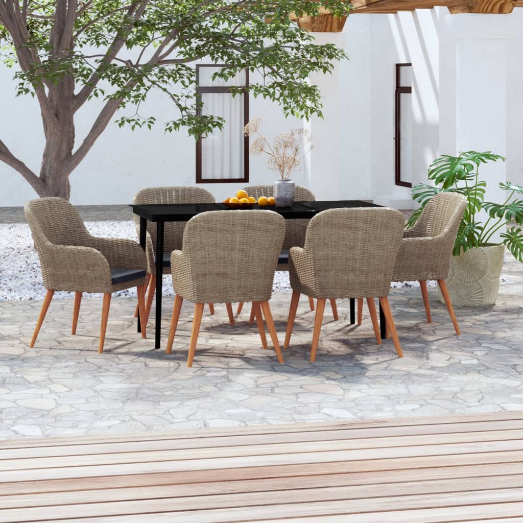 Set da Pranzo da Giardino 7 pz con Cuscini Marrone | homemem39