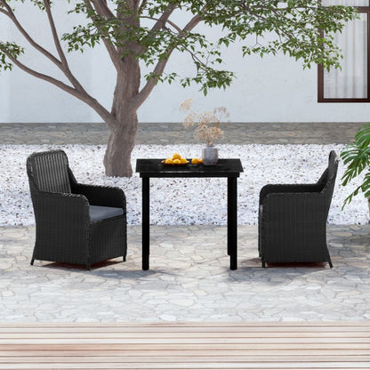 Set da Pranzo da Giardino 3 pz con Cuscini Nero - homemem39