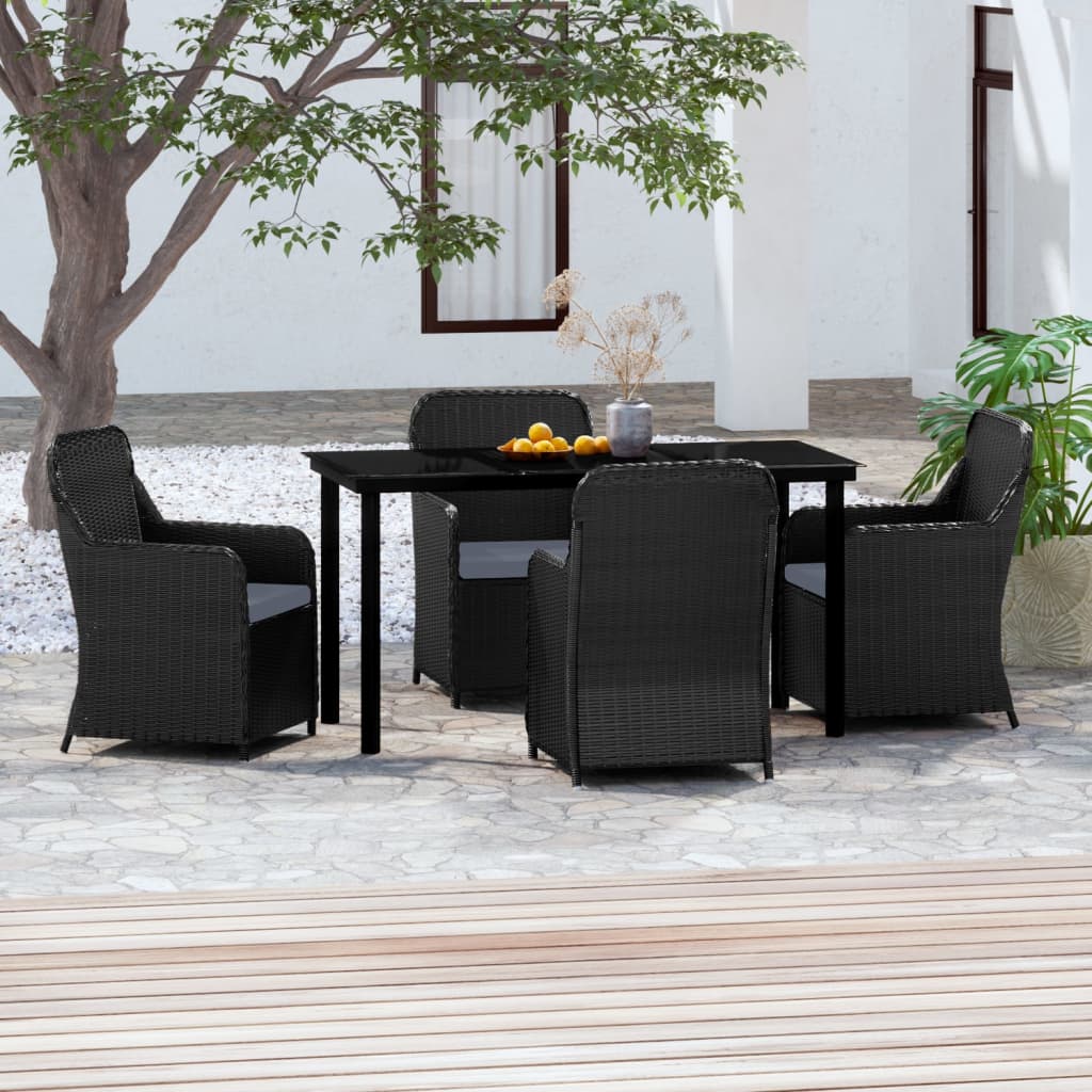 Set da Pranzo da Giardino 5 pz con Cuscini Nero - homemem39