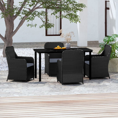 Set da Pranzo da Giardino 5 pz con Cuscini Nero - homemem39