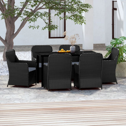 Set da Pranzo da Giardino 7 pz con Cuscini Nero - homemem39