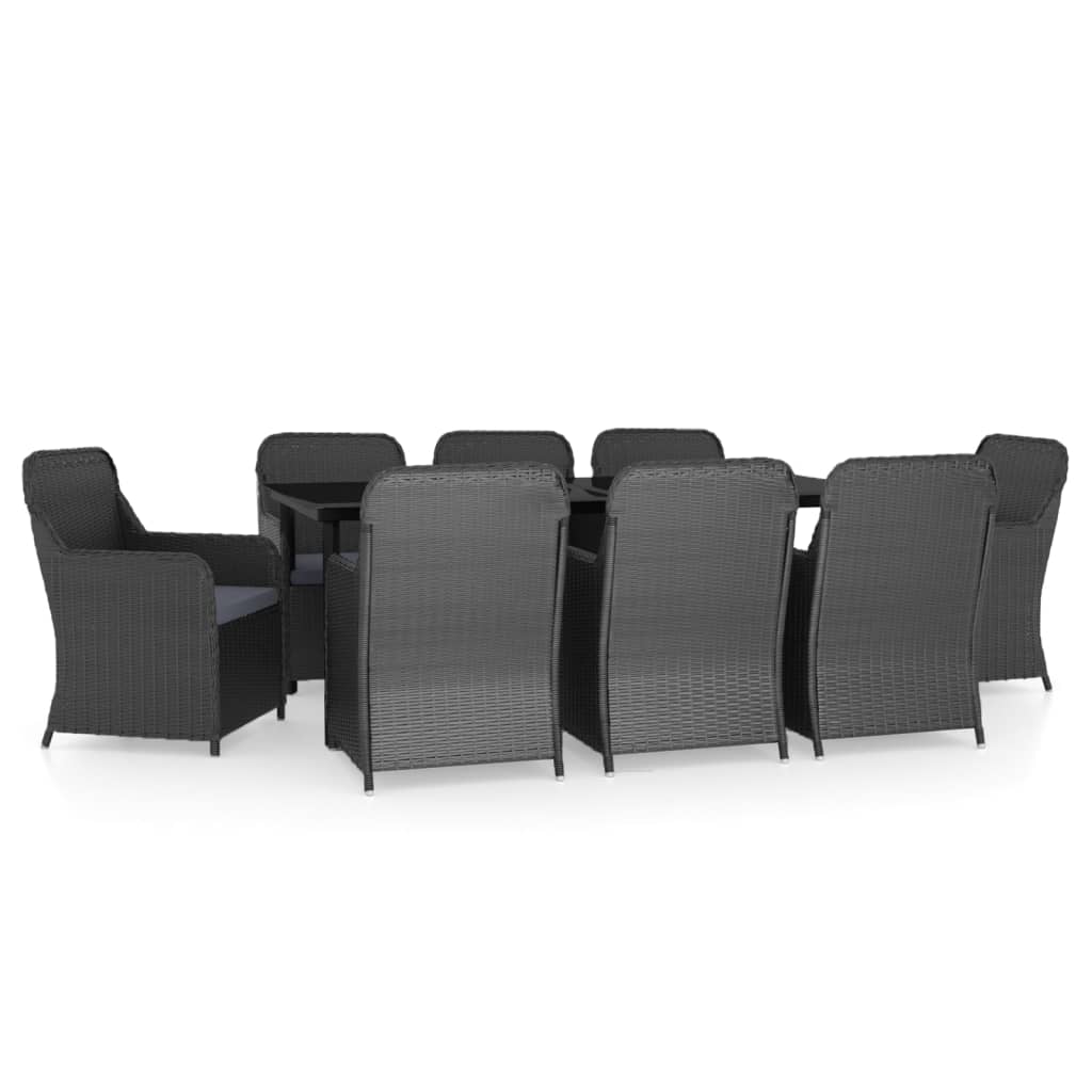 Set da Pranzo da Giardino 9 pz con Cuscini Nero - homemem39