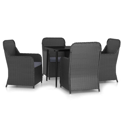 Set da Pranzo da Giardino 5 pz con Cuscini Nero - homemem39