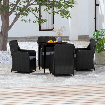 Set da Pranzo da Giardino 5 pz con Cuscini Nero - homemem39