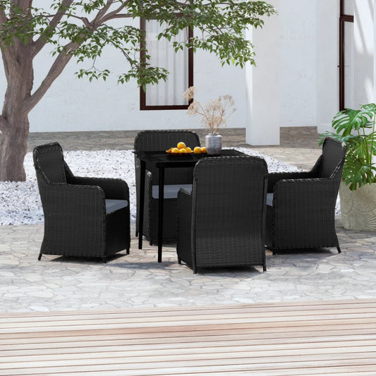 Set da Pranzo da Giardino 5 pz con Cuscini Nero - homemem39