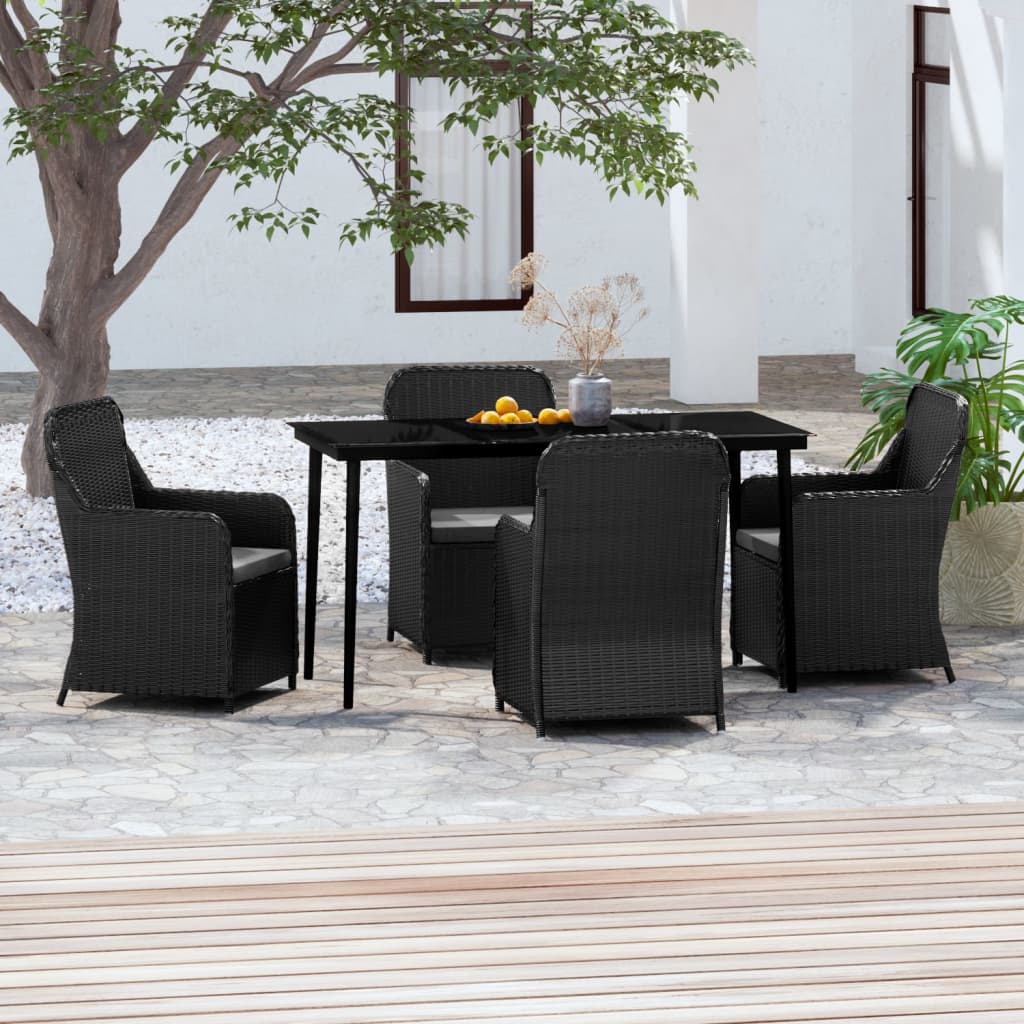 Set da Pranzo per Giardino 5 pz con Cuscini Nero - homemem39