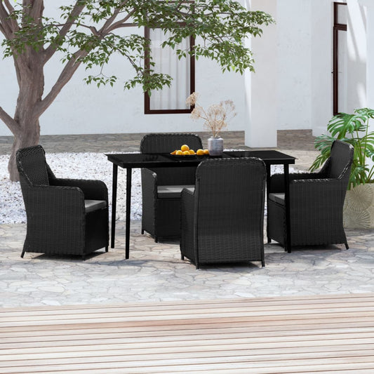 Set da Pranzo per Giardino 5 pz con Cuscini Nero - homemem39