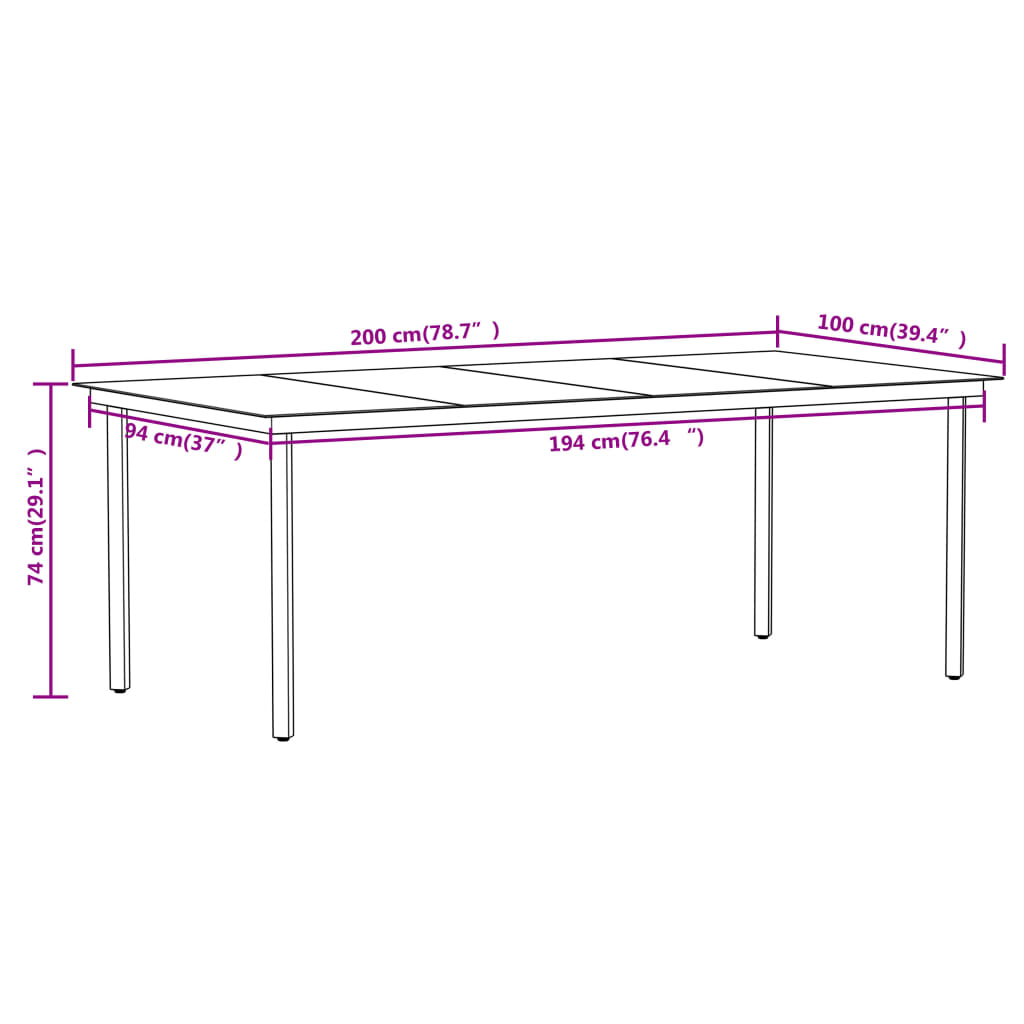 Set da Pranzo da Giardino 9 pz Marrone - homemem39