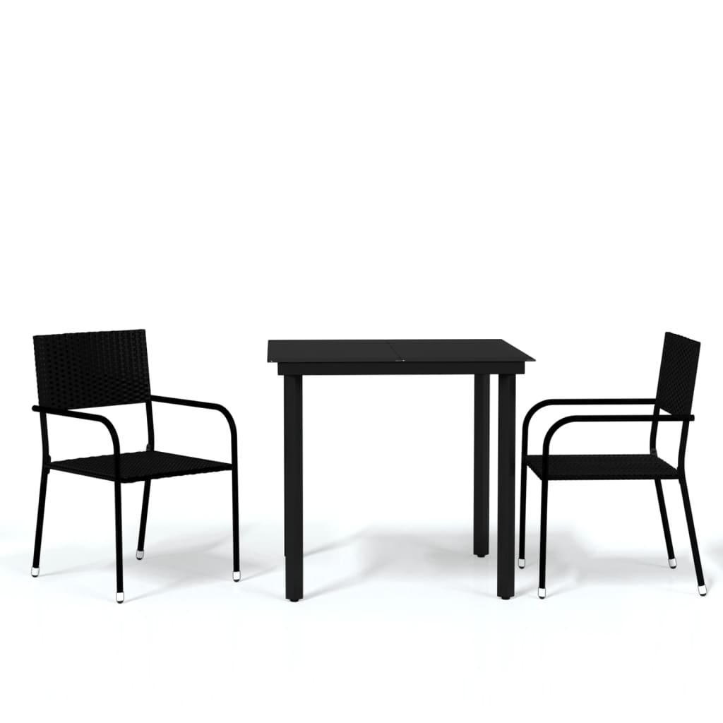 Set Mobili da Pranzo per Giardino 3 pz Nero - homemem39