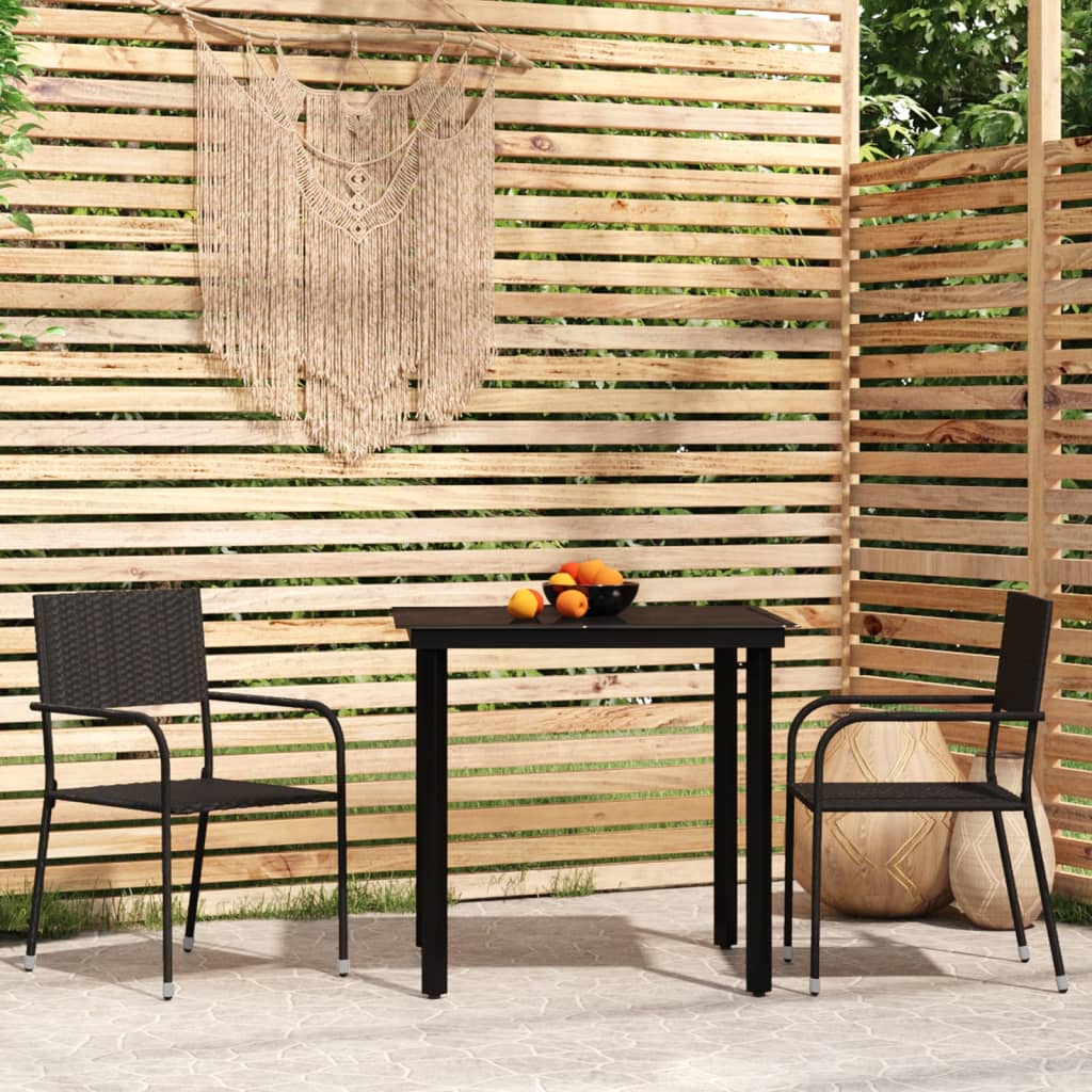 Set Mobili da Pranzo per Giardino 3 pz Nero - homemem39