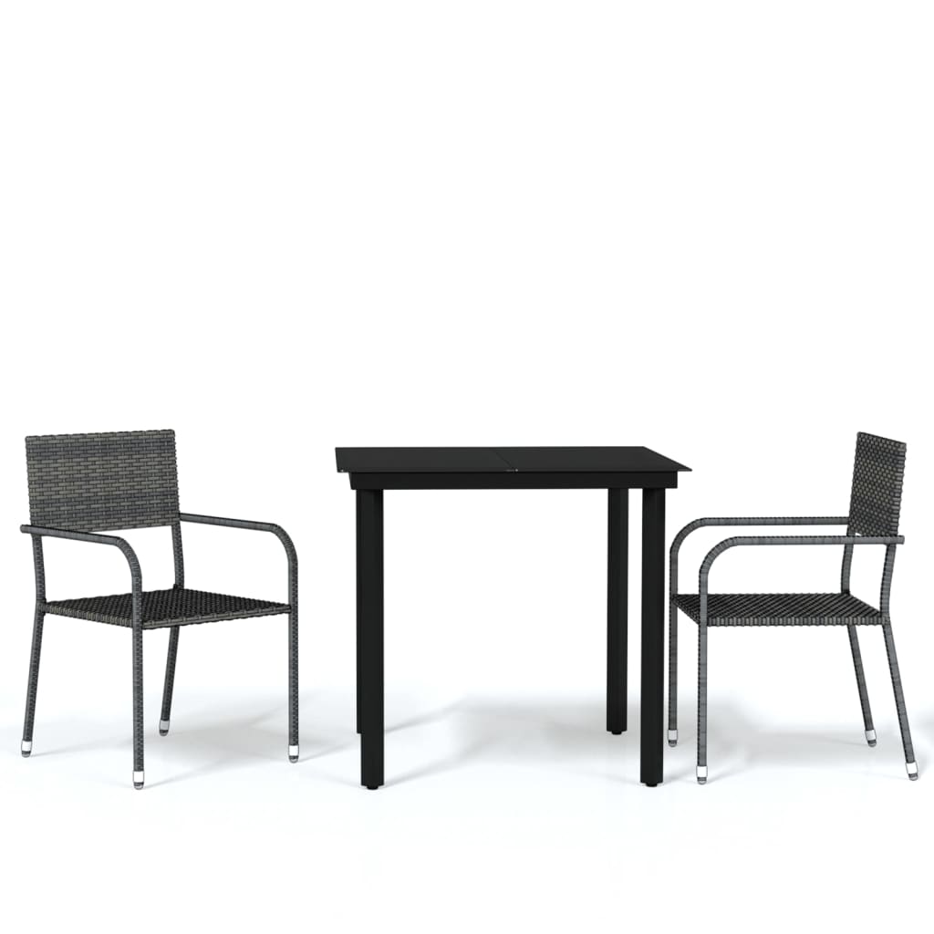 Set Mobili da Pranzo per Giardino 3 pz Grigio | homemem39