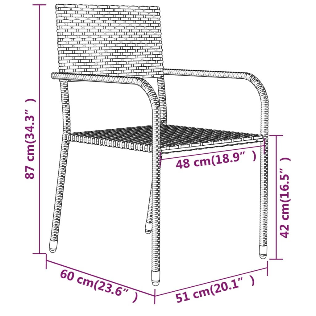 Set Mobili da Pranzo per Giardino 3 pz Grigio | homemem39