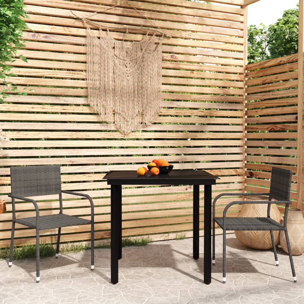 Set Mobili da Pranzo per Giardino 3 pz Grigio | homemem39