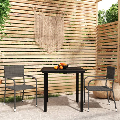Set Mobili da Pranzo per Giardino 3 pz Grigio | homemem39