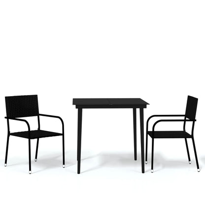 Set Mobili da Pranzo per Giardino 3 pz Nero - homemem39