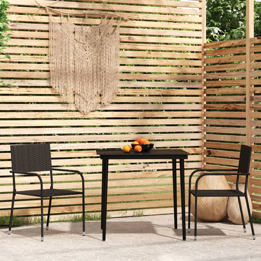Set Mobili da Pranzo per Giardino 3 pz Nero - homemem39