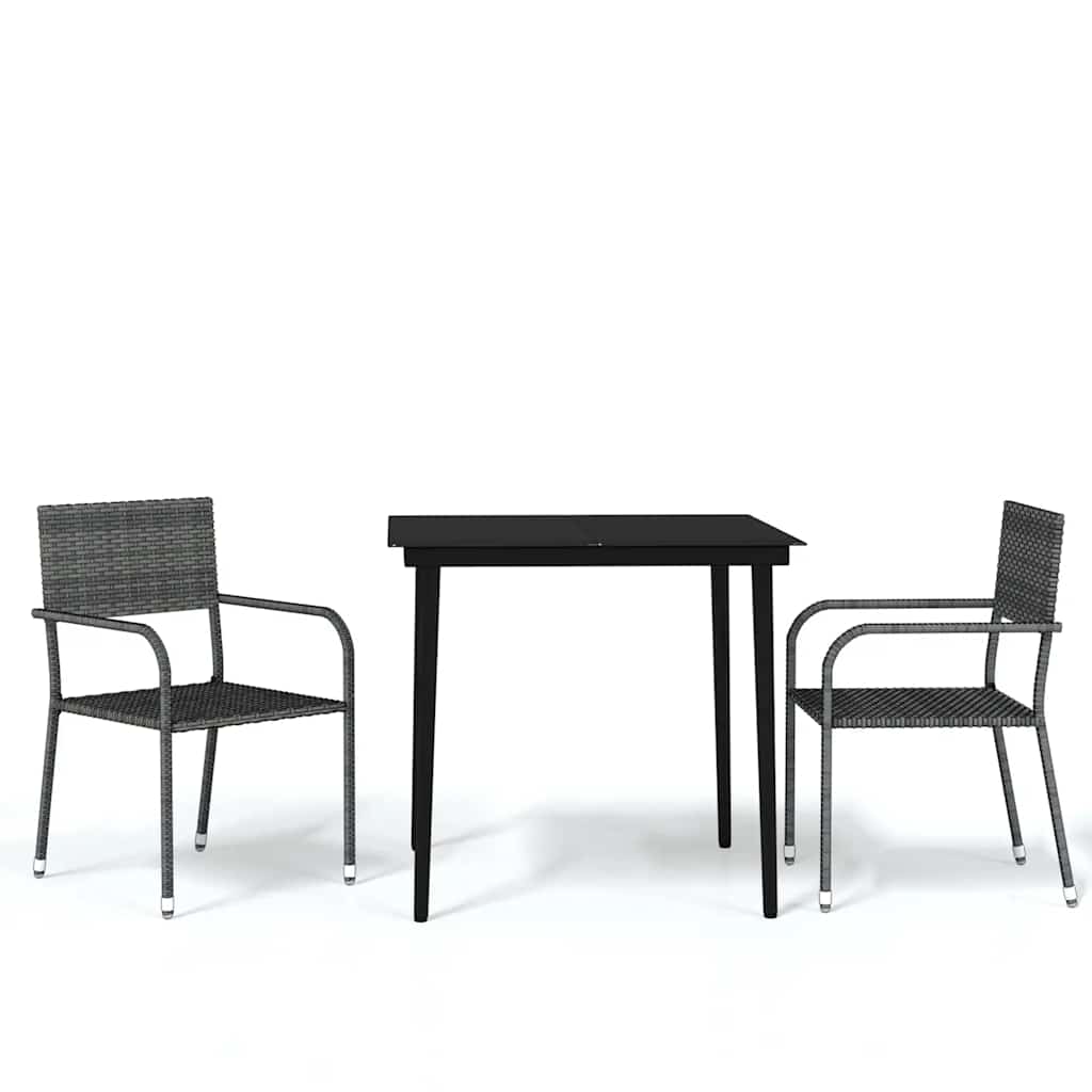 Set Mobili da Pranzo per Giardino 3 pz Grigio | homemem39