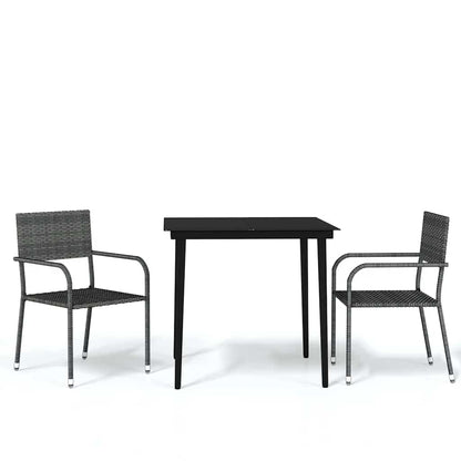 Set Mobili da Pranzo per Giardino 3 pz Grigio | homemem39