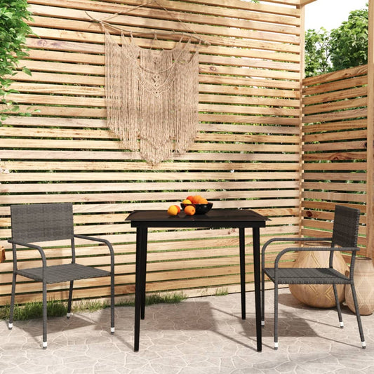 Set Mobili da Pranzo per Giardino 3 pz Grigio - homemem39
