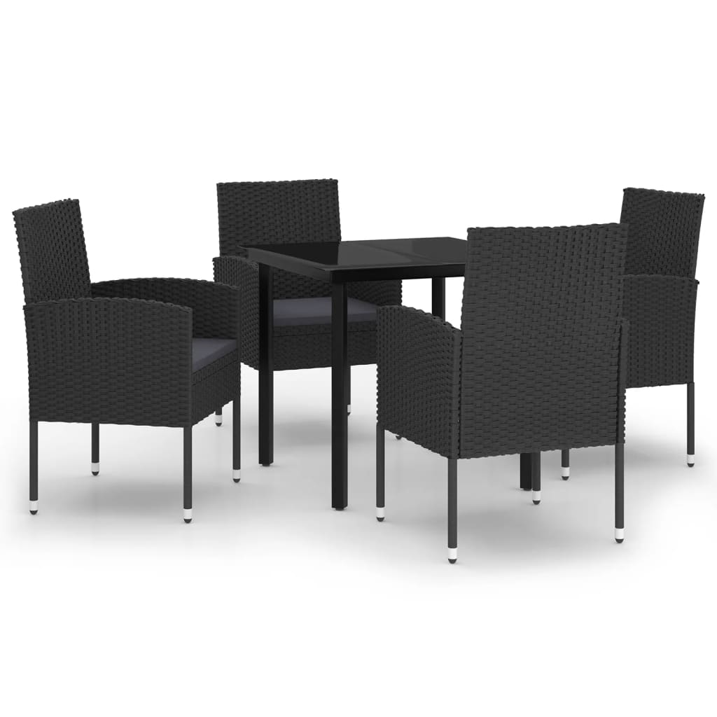 Set da Pranzo da Giardino 5 pz Nero - homemem39