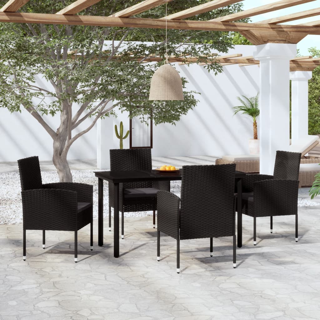 Set da Pranzo da Giardino 5 pz Nero - homemem39