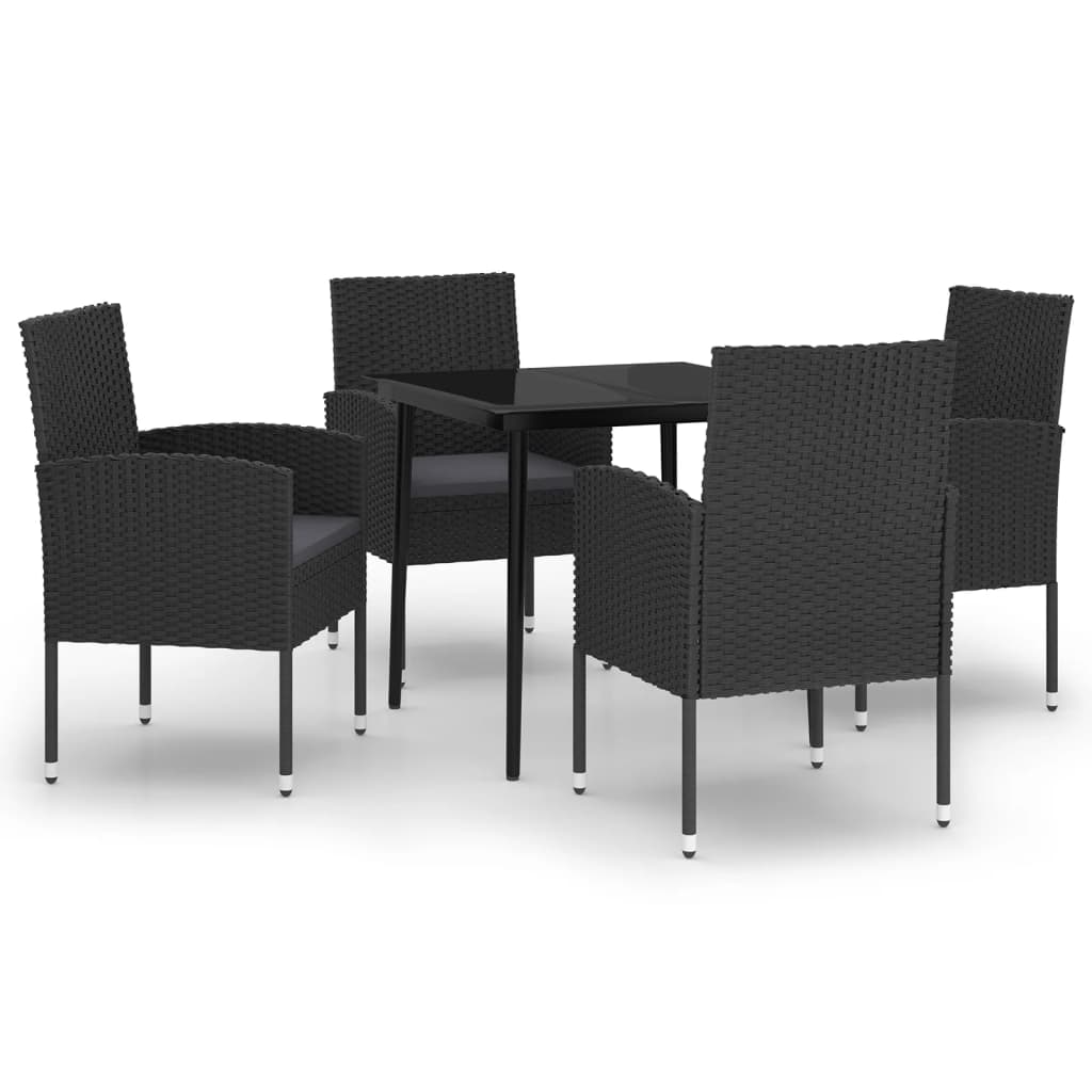 Set da Pranzo da Giardino 5 pz Nero - homemem39