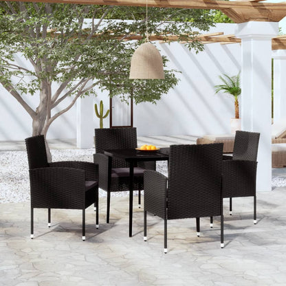 Set da Pranzo da Giardino 5 pz Nero - homemem39
