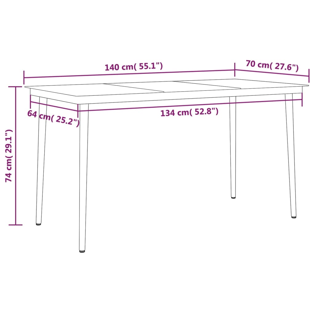 Set da Pranzo da Giardino 5 pz Nero | homemem39