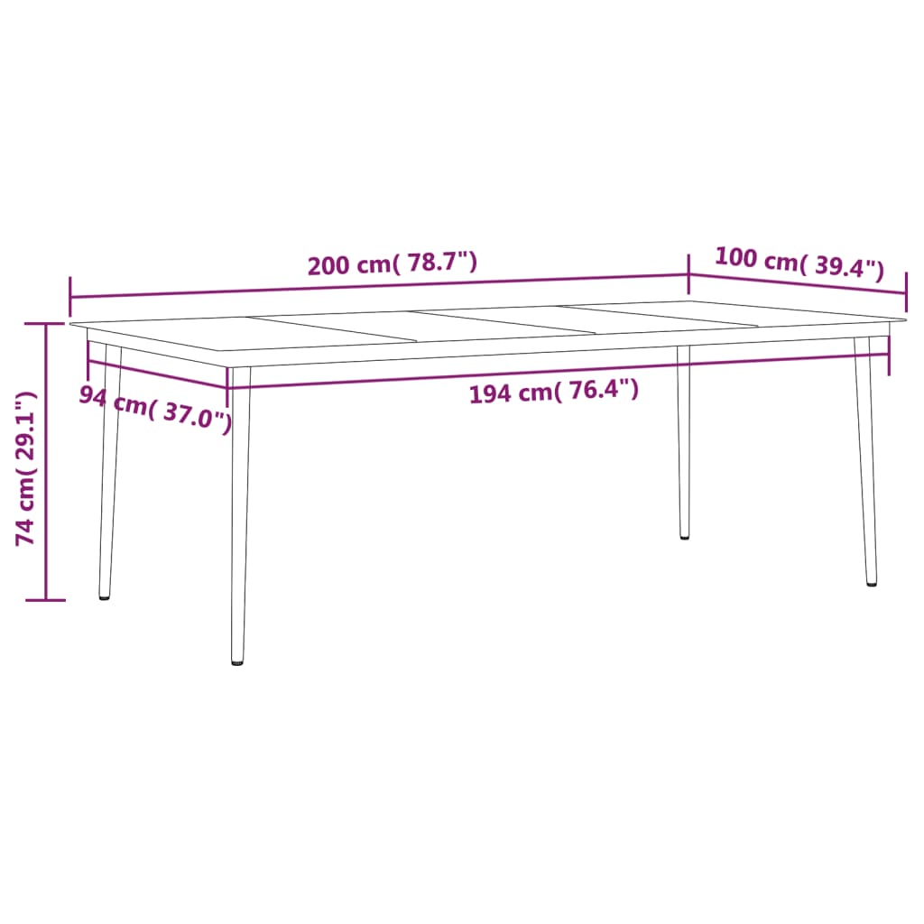 Set da Pranzo da Giardino 9 pz Nero | homemem39
