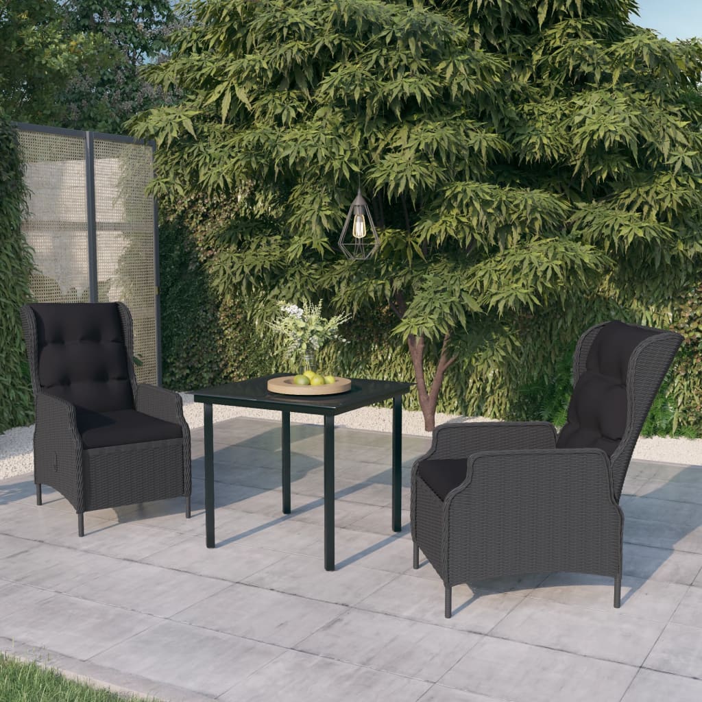 Set da Pranzo da Giardino 3 pz Grigio Scuro | homemem39