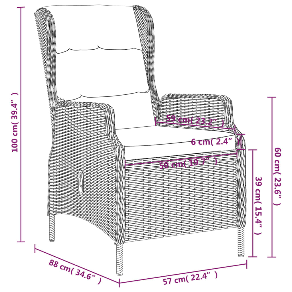 Set da Pranzo da Giardino 7 pz Grigio Scuro | homemem39