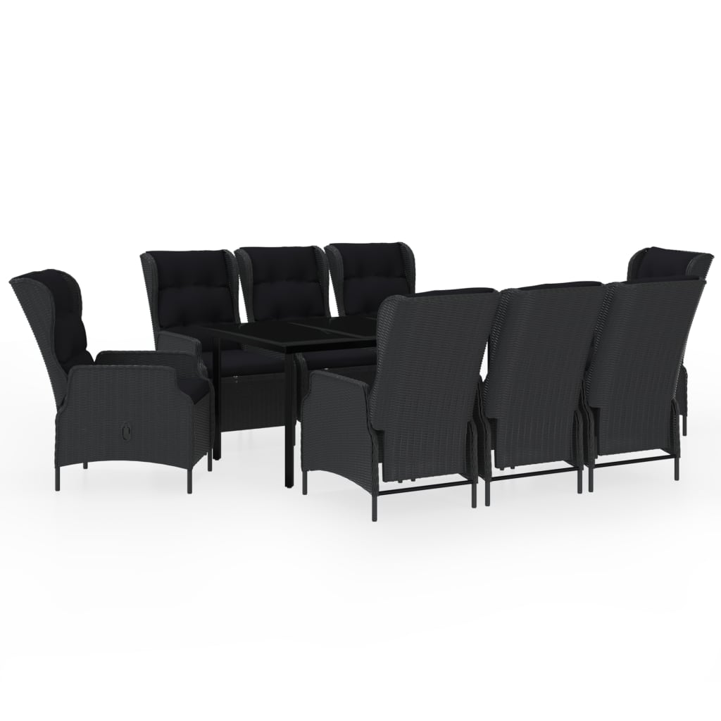 Set Mobili da Pranzo per Giardino 9 pz Grigio Scuro | homemem39