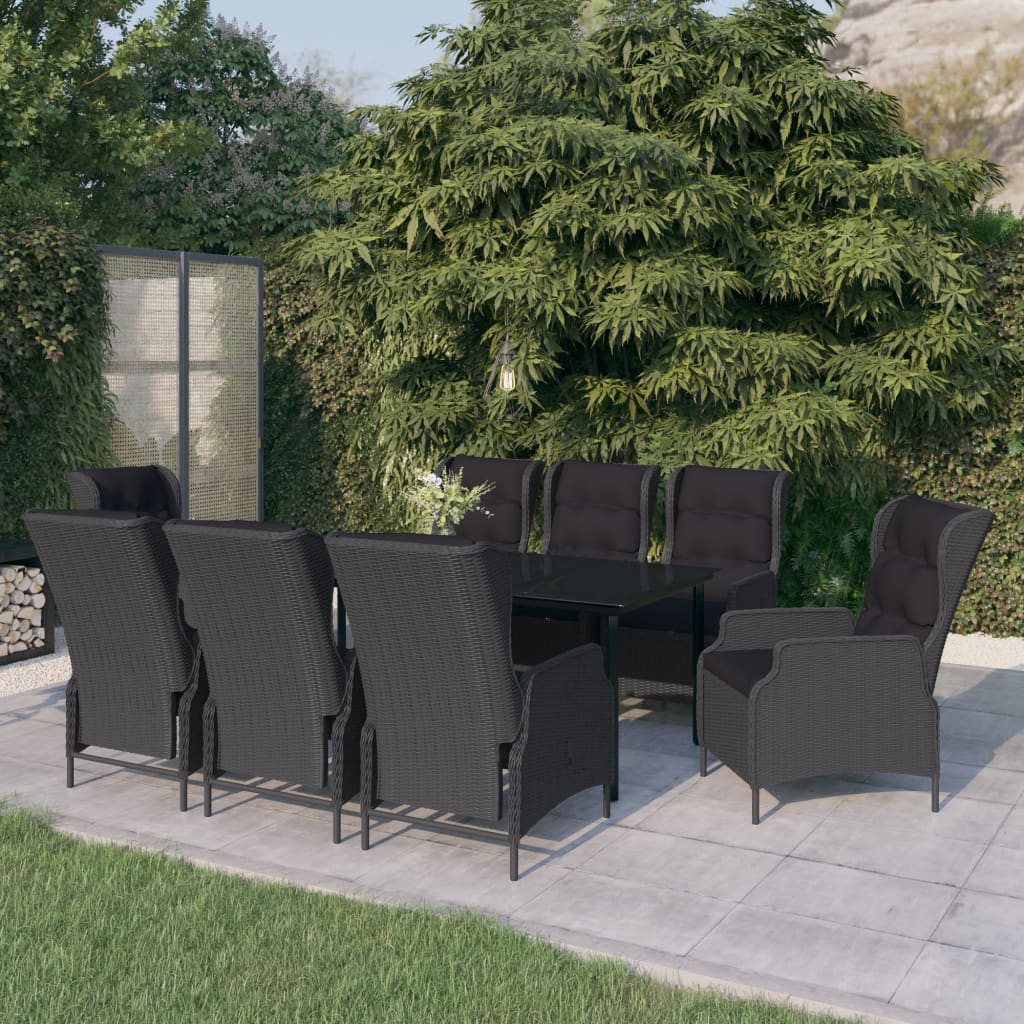 Set Mobili da Pranzo per Giardino 9 pz Grigio Scuro | homemem39