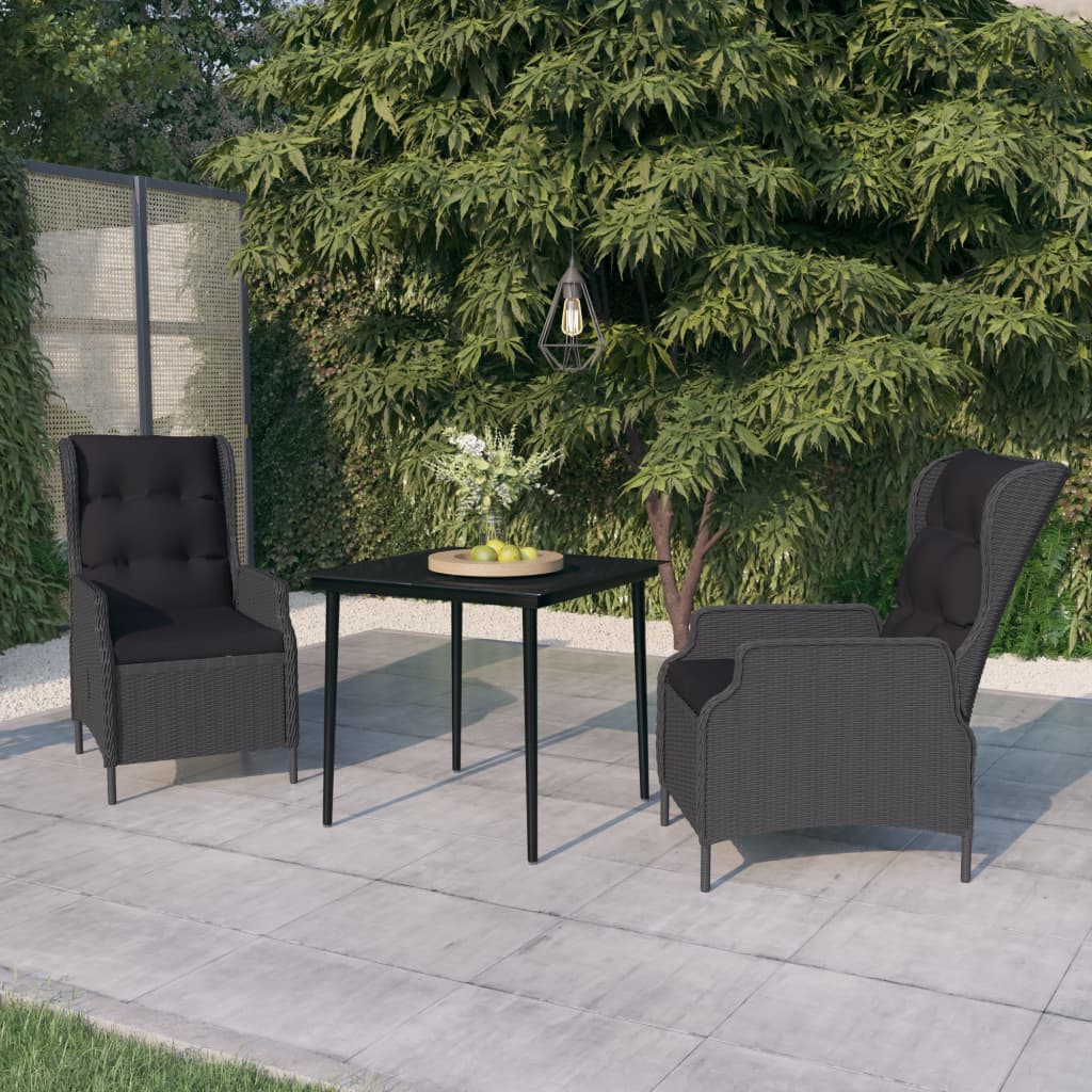 Set da Pranzo da Giardino 3 pz Grigio Scuro | homemem39