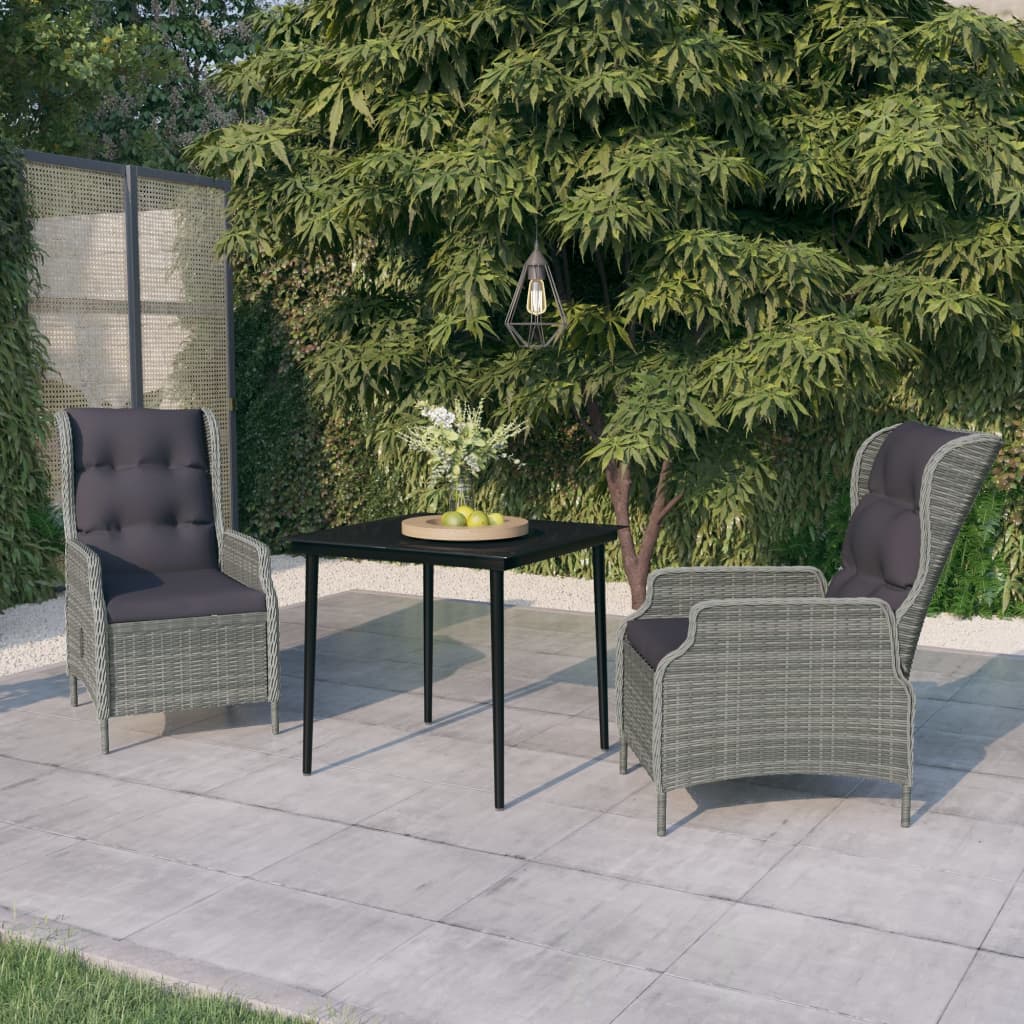 Set da Pranzo da Giardino 3 pz Grigio Chiaro | homemem39