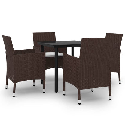 Set da Pranzo da Giardino 5 pz con Cuscini Polyrattan e Vetro | homemem39