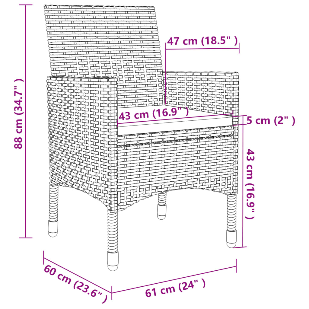 Set da Pranzo da Giardino e Cuscini 9 pz in Polyrattan e Vetro | homemem39