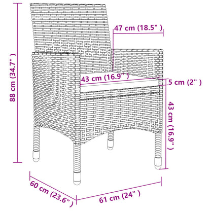 Set da Pranzo da Giardino e Cuscini 9 pz in Polyrattan e Vetro | homemem39
