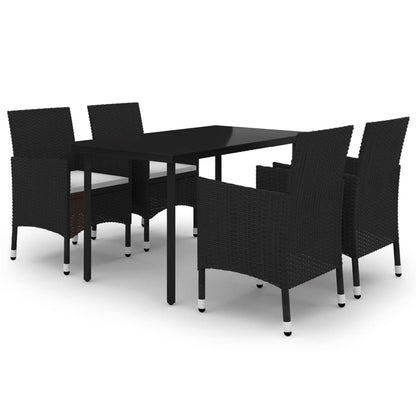 Set da Pranzo da Giardino 5 pz con Cuscini Polyrattan e Vetro | homemem39