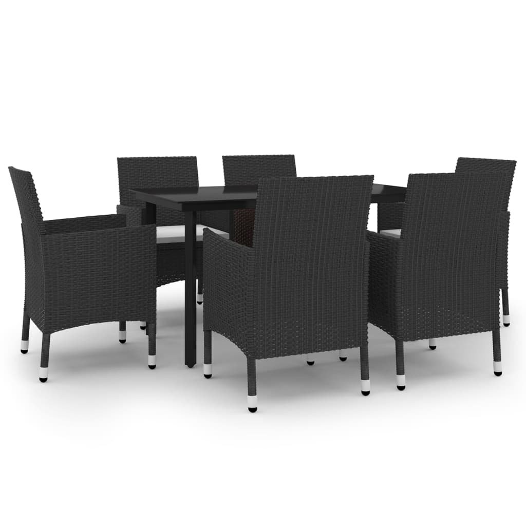 Set da Pranzo da Giardino 7 pz con Cuscini Polyrattan e Vetro | homemem39
