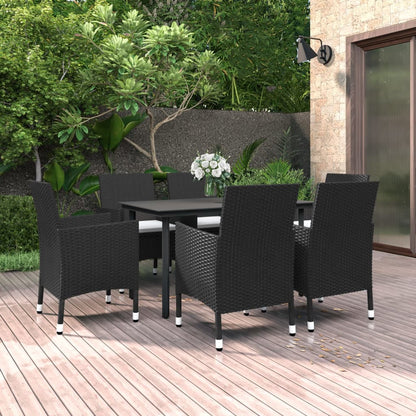 Set da Pranzo da Giardino 7 pz con Cuscini Polyrattan e Vetro | homemem39