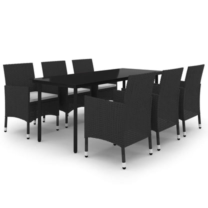 Set da Pranzo da Giardino 7 pz e Cuscini in Polyrattan e Vetro | homemem39