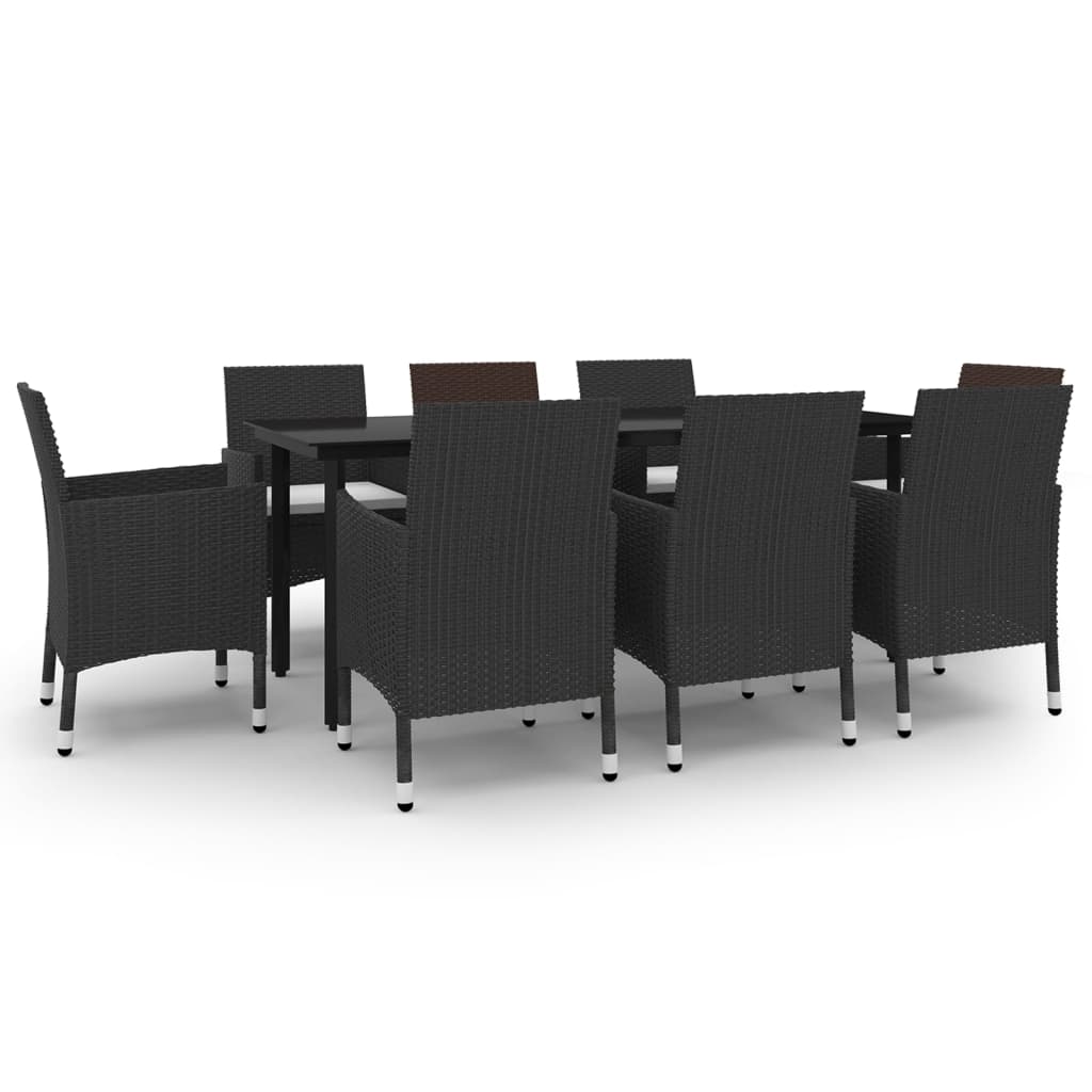 Set da Pranzo da Giardino e Cuscini 9 pz in Polyrattan e Vetro | homemem39