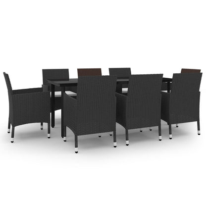Set da Pranzo da Giardino e Cuscini 9 pz in Polyrattan e Vetro | homemem39